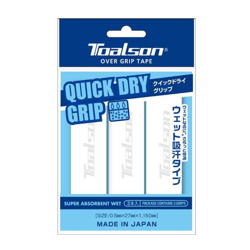 Tennis Griffband Toalson Quick Dry 3er Pack Overgrip white - weiß.jpg