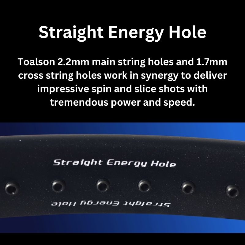 Tennisschläger TOALSON Komfortschläger Oversize Tennis Racket OVR 117 249g - synergetische Besaitungslöcher  matt schwarz weiß.jpg