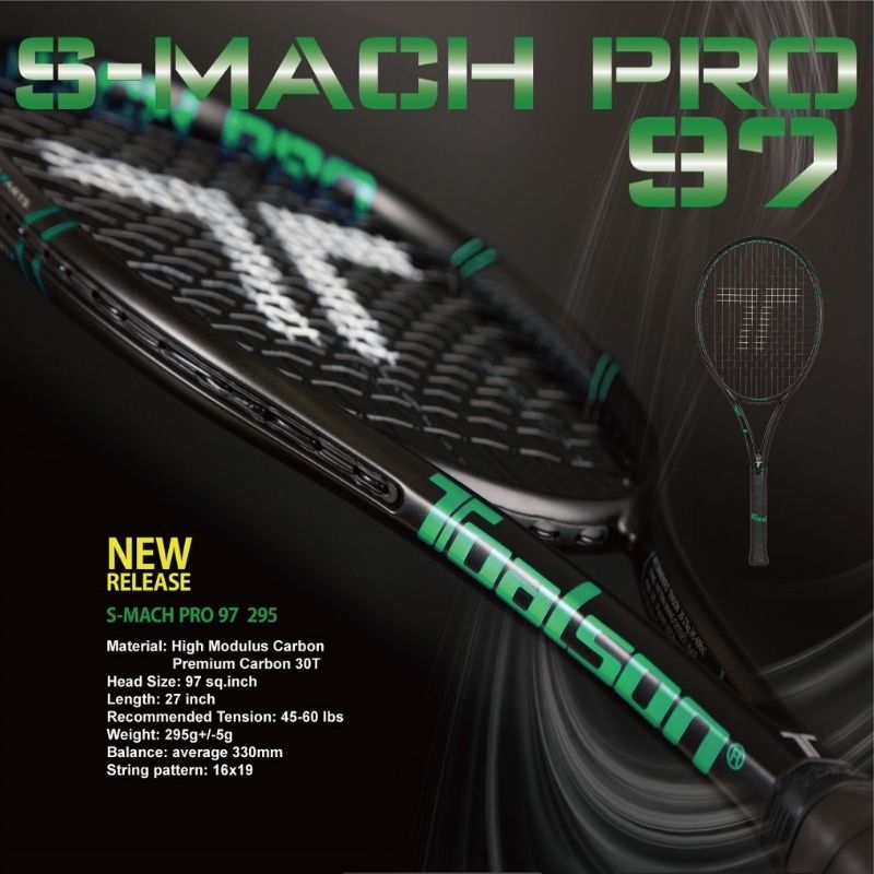 Tennisschläger kaufen TOALSON S-MACH PRO 97 295 Turnierschläger besaitet 16-19 TOALSON Tennissaite.jpg