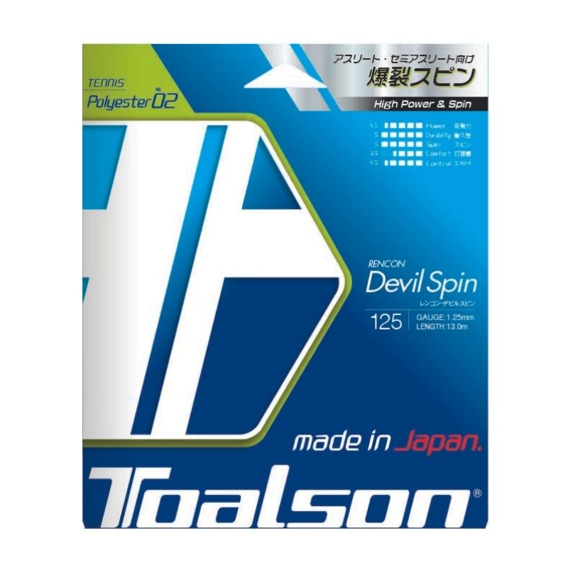 Turnier-Tennissaite Toalson Rencon Devil Spin 1,25mm schwarz Monofilament 12,2m Set - Tournament Tennis String Co-Polyester black - best Power, Spin.jpg